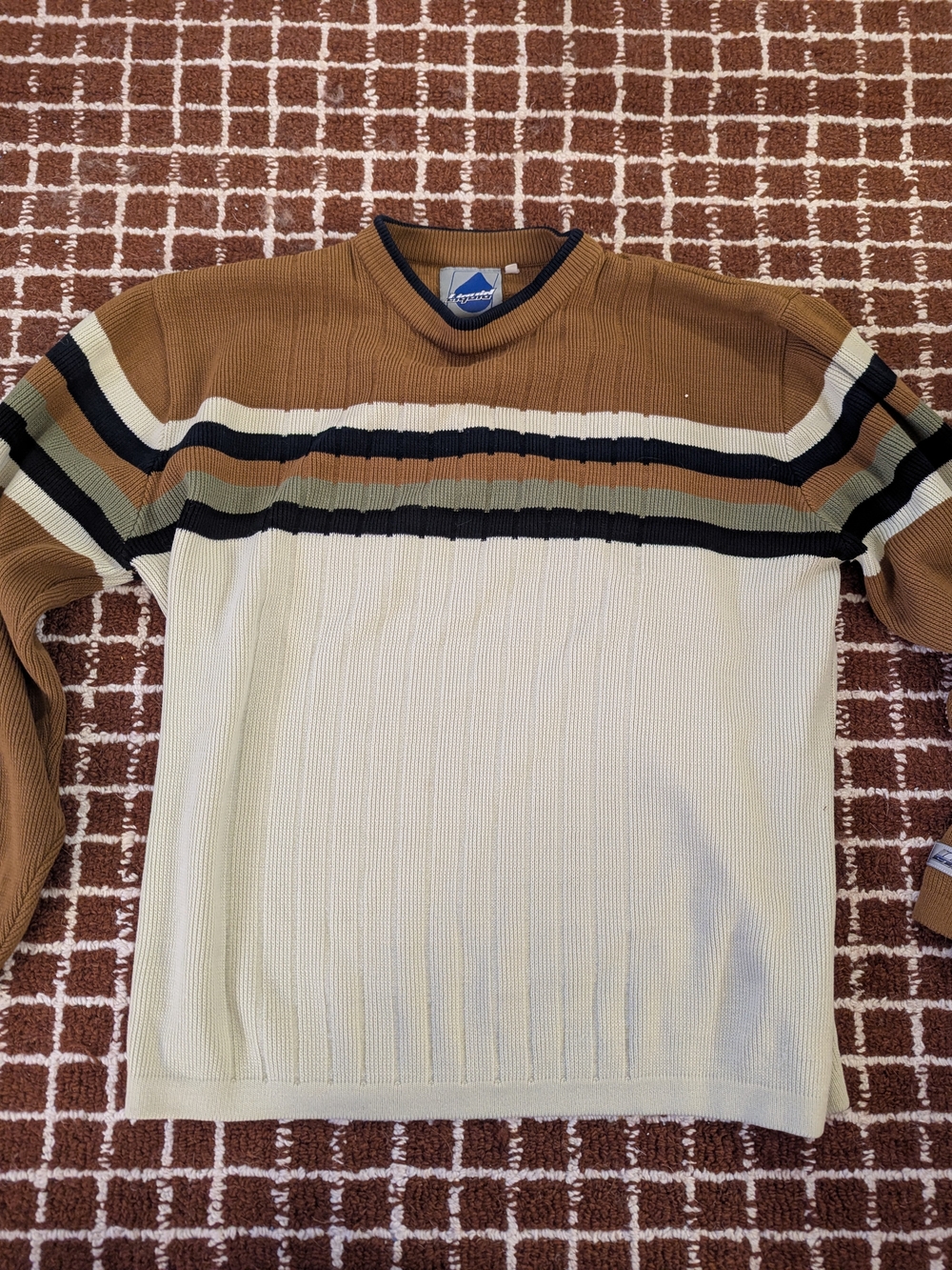Y2K Liquid Striped Brown and Cream Men’s Sweater